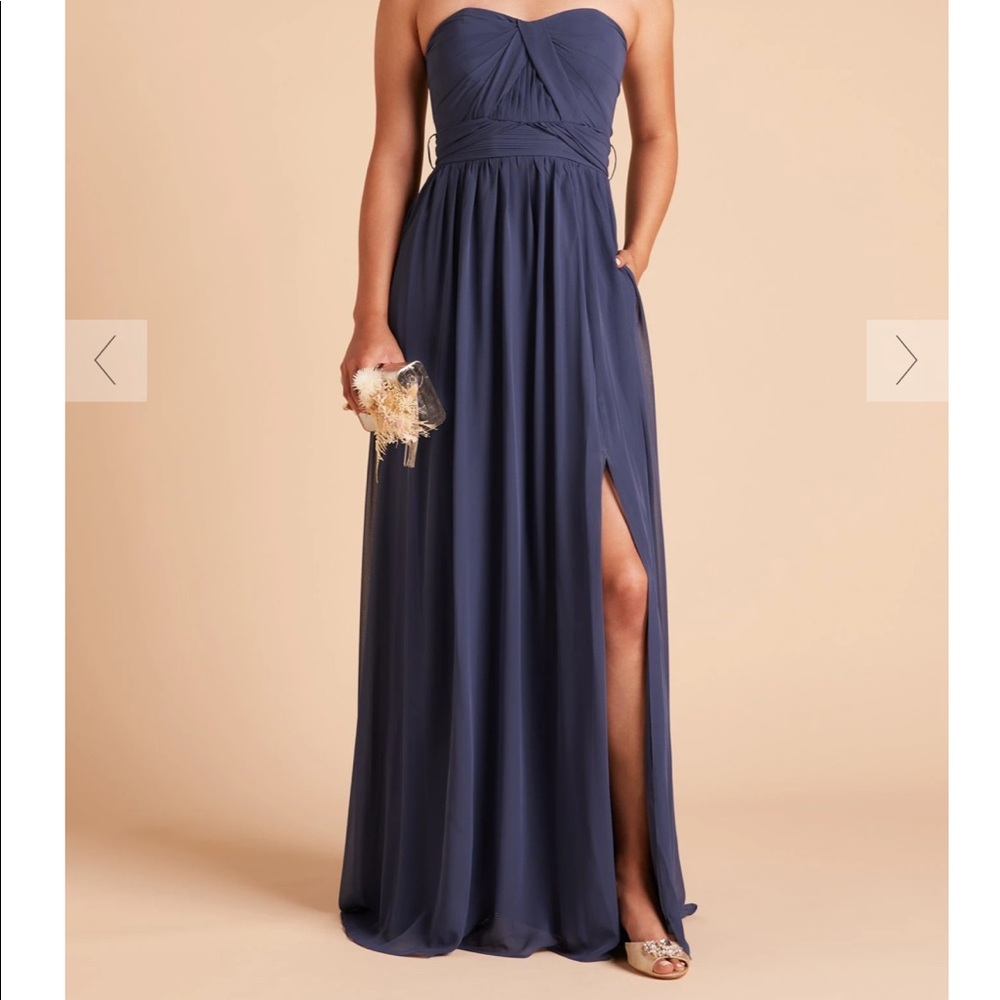 Birdy Grey Slate Blue Grace Convertible Bridesmaid Dress 2X With Slit